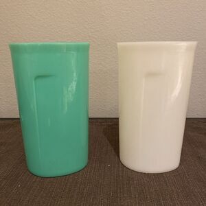 Lot of 2 Tupperware Vintage Sweet Syrup Containers‎ #640 Jadeite White NO LIDS